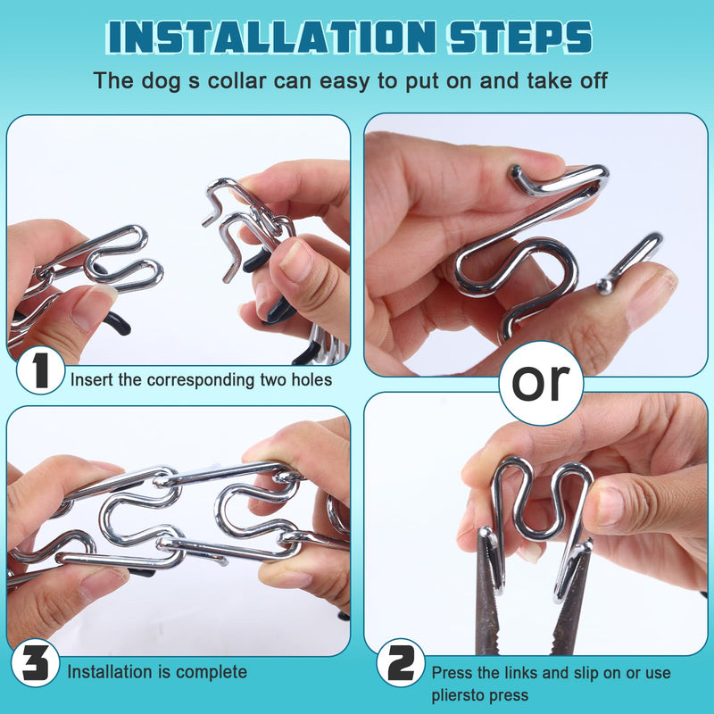 4 Pack Extra Links Prong Collar for Dog,Replacement 2.25/2.5mm Stainless Steel Pinch Collar for Dogs Links Extra Training Collar Links (2.25mm/2.5mm) Silver - PawsPlanet Australia