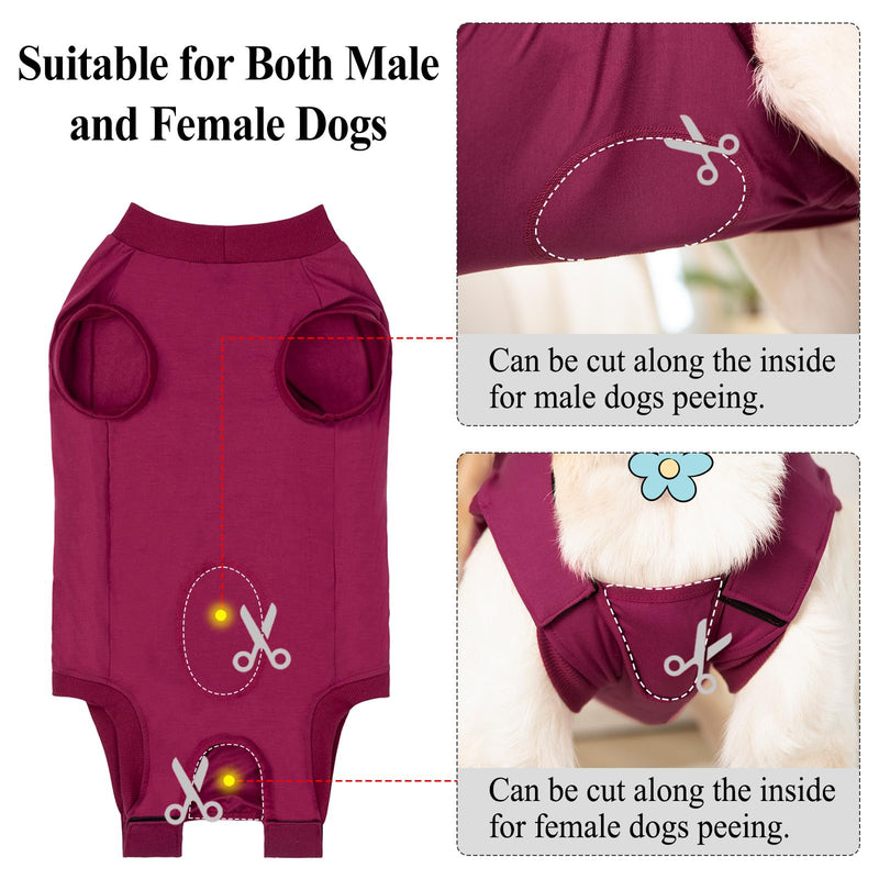 Dog Recovery Suit Female Spay Operation Dog Body Suit After Surgery Male Dogs Surgical Recovery Onesie Medical Vest Post Op Dogs Surgery Shirt Cone Alternative Anti Lick Wounds Protector M Red
