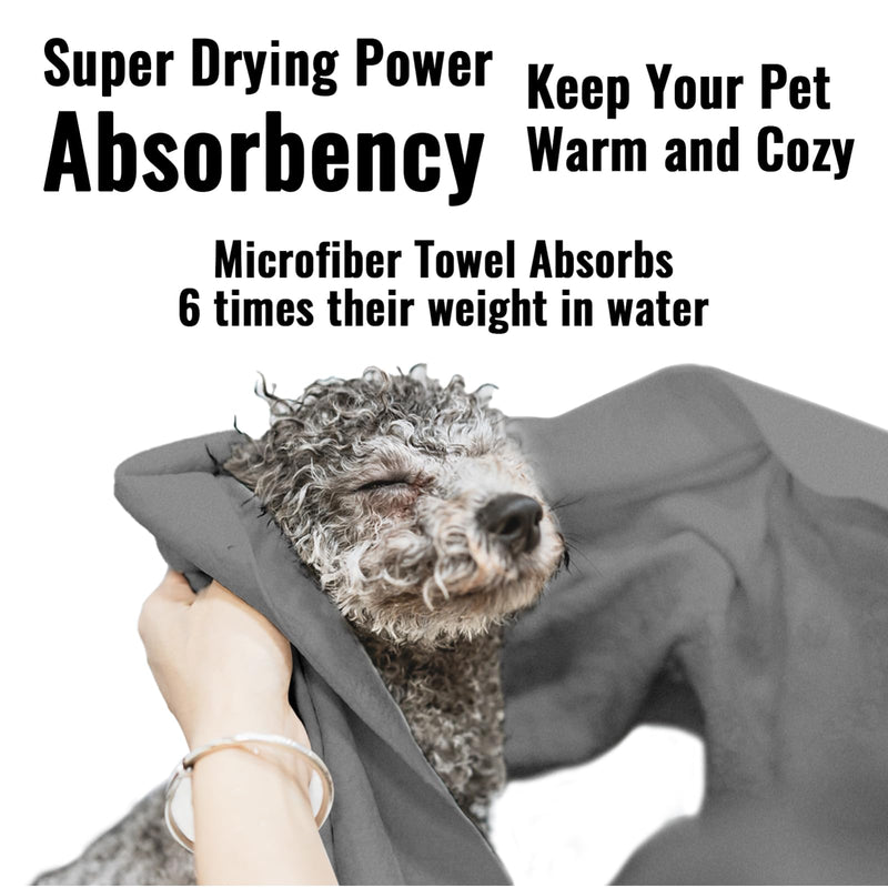 Microfiber Dog Towels for Drying Dogs, Super Absorbent and Soft Pet Grooming Towel, 40 Inch X 23.6 Inch, Perfect Dog Shower & Bath Supplies for Large, Medium or Small Dogs, Grey 40"X23.6"- 1pack - PawsPlanet Australia