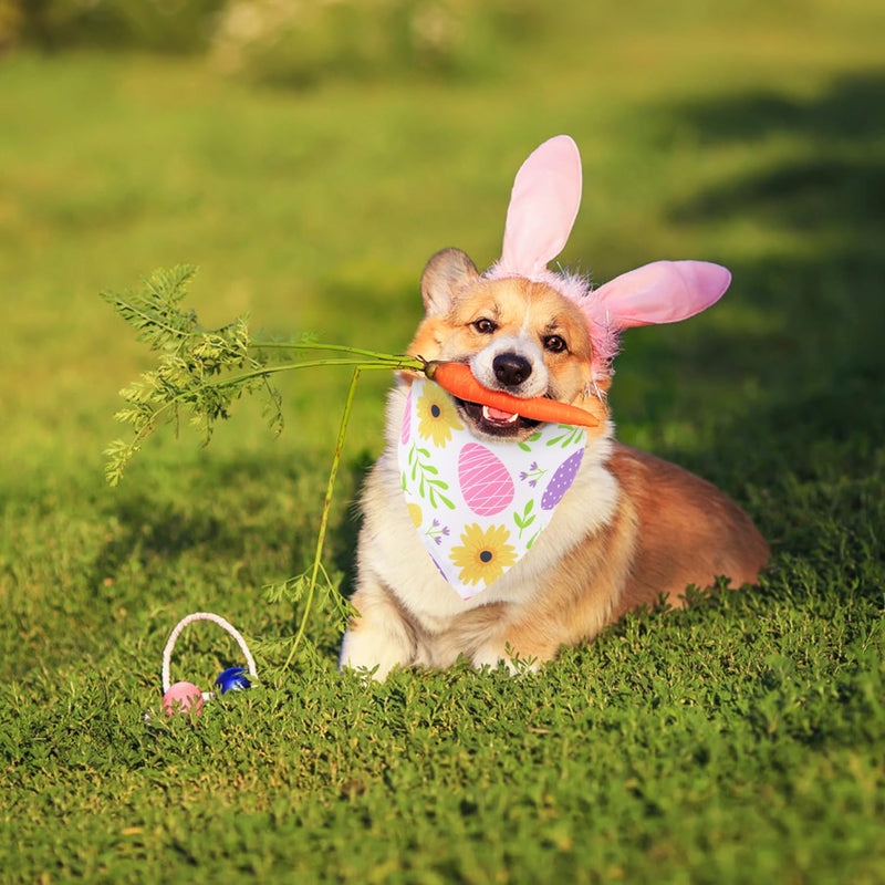4pcs Easter Dog Bandana, Rabbit Easter Egg Pattern Easter Dog Scarf Triangle Bibs Pet Kerchief Bandana for Dogs Cats Holiday Festival - PawsPlanet Australia
