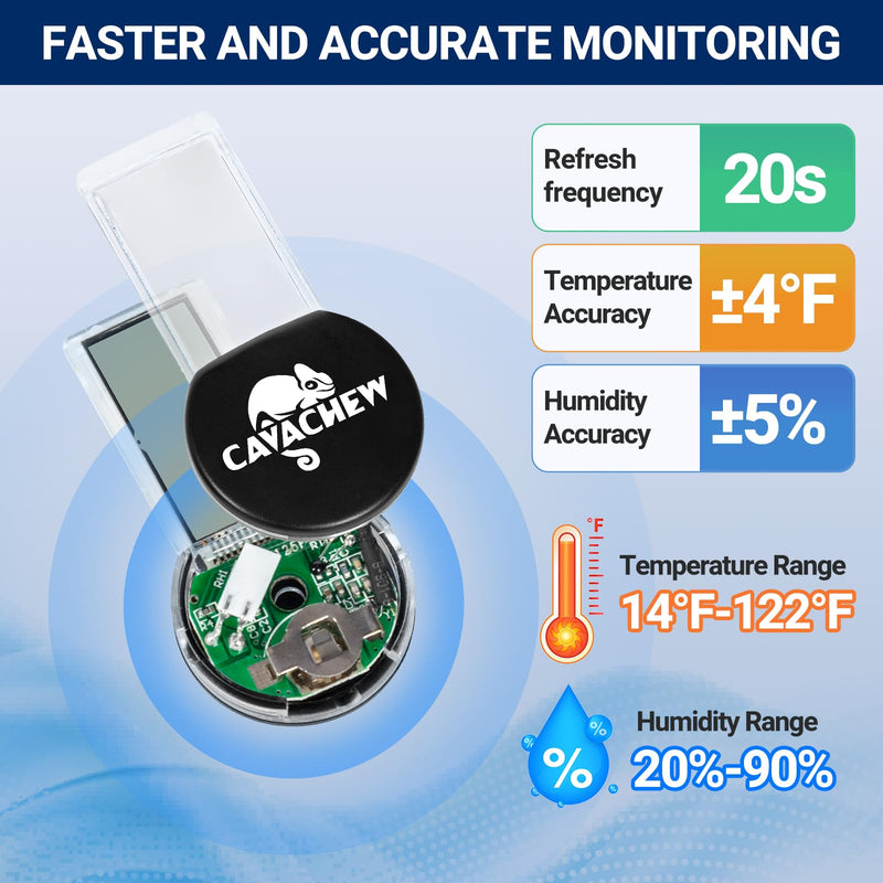 Magnetic Reptile Thermometer and Humidity Gauge, Digital Tank Thermometer Hygrometer with LCD Display, Habitat Temp Humidity Meter Accessories for Bearded Dragon, Snake, Hermit Crabs, Gecko - PawsPlanet Australia