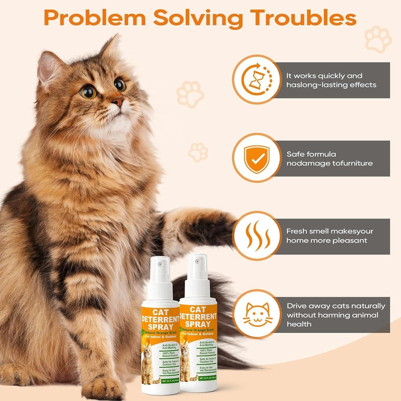 Cat Deterrent Spray 2 Pack, Natural Non-Toxic Plant Based Anti-Scratch & Anti-Marking Spray for Cats & Kittens, Orange Scent Pet Training Aid, Safe for Pets, Indoor Outdoor Furniture, Protector - PawsPlanet Australia