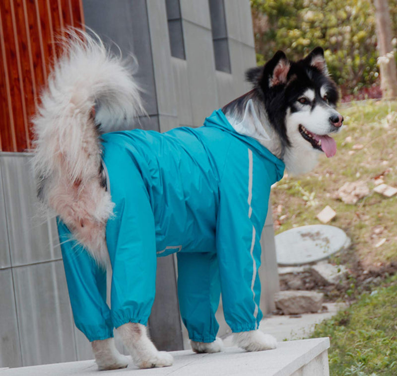 GabeFish Lightweight Raincoats for Big Dogs, Large Breeds Dogs Rain Jackets with Legs Blue 8XL 8XL: Weight: 55-66 lbs (25-30kg)