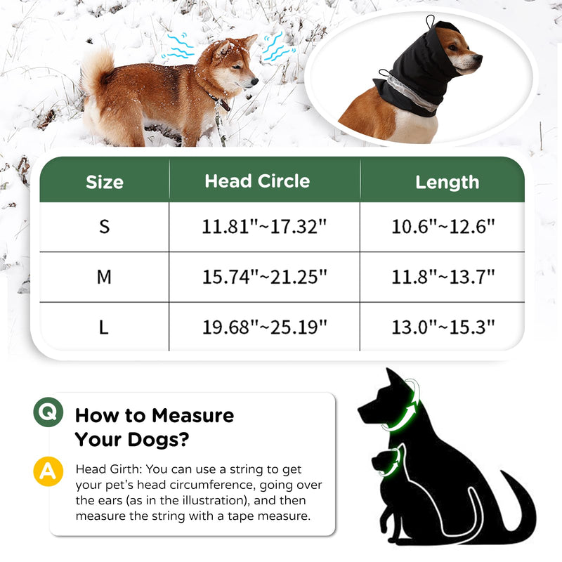 Dog Hematoma Ear Wrap, Dog Anxiety Relief Hat, Dog Windproof Waterproof Reducing Noise Hat, Warm Dog Ear Cover Winter Hat, Dog Ear Covers for Bath, Thunderstorms S-Head Circle(11.81"~17.32") Black - PawsPlanet Australia