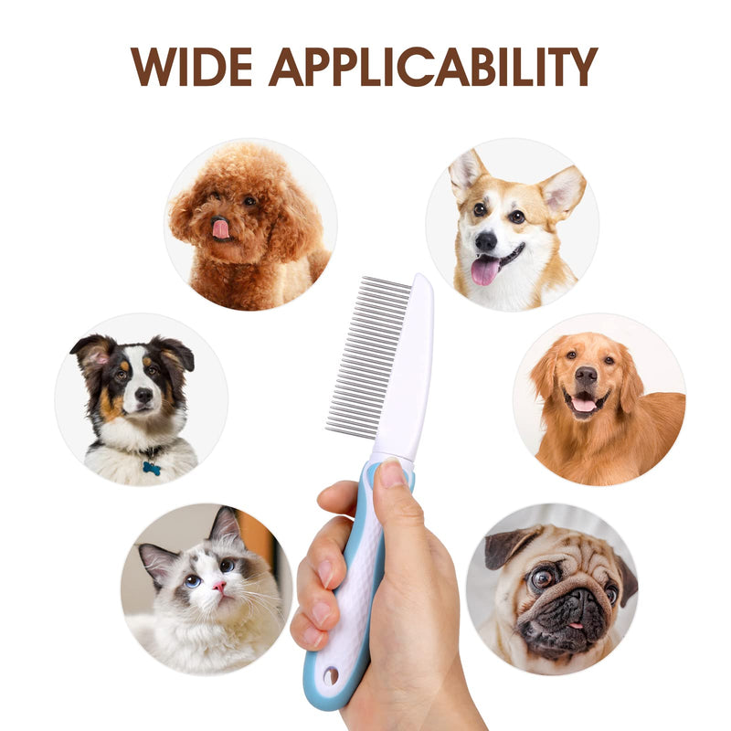 Professional Stainless Steel Grooming Comb for Dogs & Cats - Detangler for Long/Curly Hair, Removes Tough Mats, Knots & Tangles - Pain-Free Undercoat Deshedding Tool for DIY Pet Grooming - PawsPlanet Australia