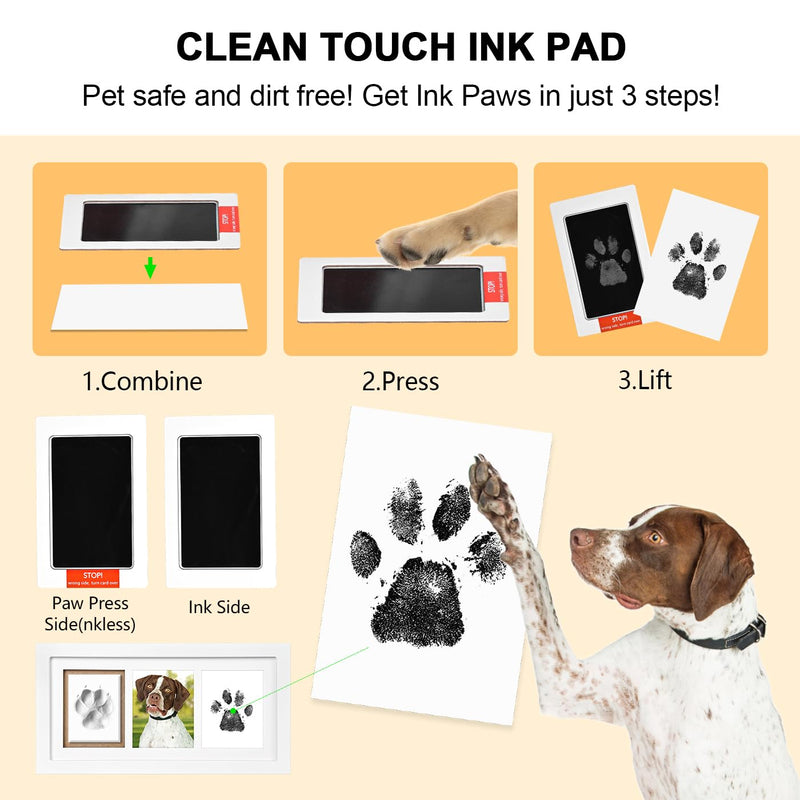 Dog Paw Print Kit Keepsake, Pet Paw Print Impression Kit with No Toxic Clay and No Mess Ink Pad, Wood Dog Memorial Picture Frame, Dog Memorial Gifts for Dog Lovers White - PawsPlanet Australia