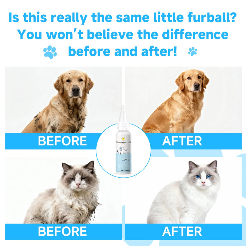Pet Steam Brush Spray Refill for Dogs & Cats – Concentrated Waterless Shampoo, 3-in-1 Grooming Spray Comb Mist, Self Cleaning Pet Brush for Shedding & Hair Removal, 2*Shampoo(Steam Brush Not Included) - PawsPlanet Australia