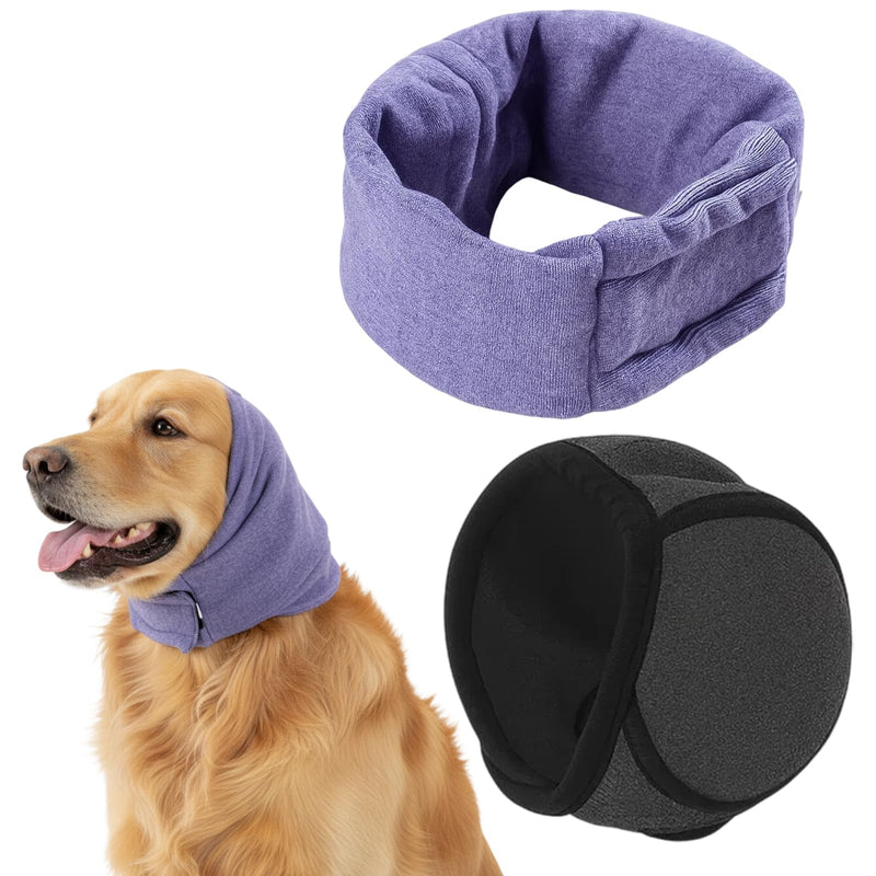 2 Packs Dog Ear Defenders, Dog Ear Protectors, Adjustable M Size Calming Head Wrap with Ear Muffs for Noise Protection, Bathing & Grooming