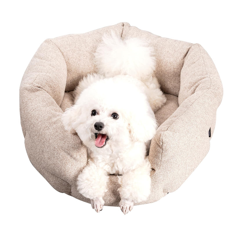 Washable Round Cat Beds for Indoor Cats,Dog Bed for Extra Small Dogs,Pet Sofa for Puppy Dog and Kitty,Soft but Firm Year-Round Comfortable Pet Sofa with Non-Slip Bottom Beige 24 inches One Size - PawsPlanet Australia