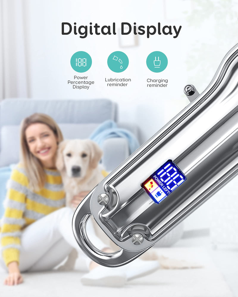 Dog Clipper Cordless, Heavy Duty Dog Trimmer, Cat Dog Grooming Kit Low Noise, USB Rechargeable Pet Hair Shaver, Professional Electric Pet Clipper with LCD Display for Small Large Breeds for Thick Coat - PawsPlanet Australia
