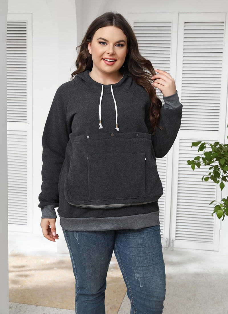 Pet Cat Dog Pouch Hoodie Small Animal Carrier – Kitten Puppy Pouch Sweatshirt Holder Fleece Unisex Hoodies Dark Grey XX-Large - PawsPlanet Australia
