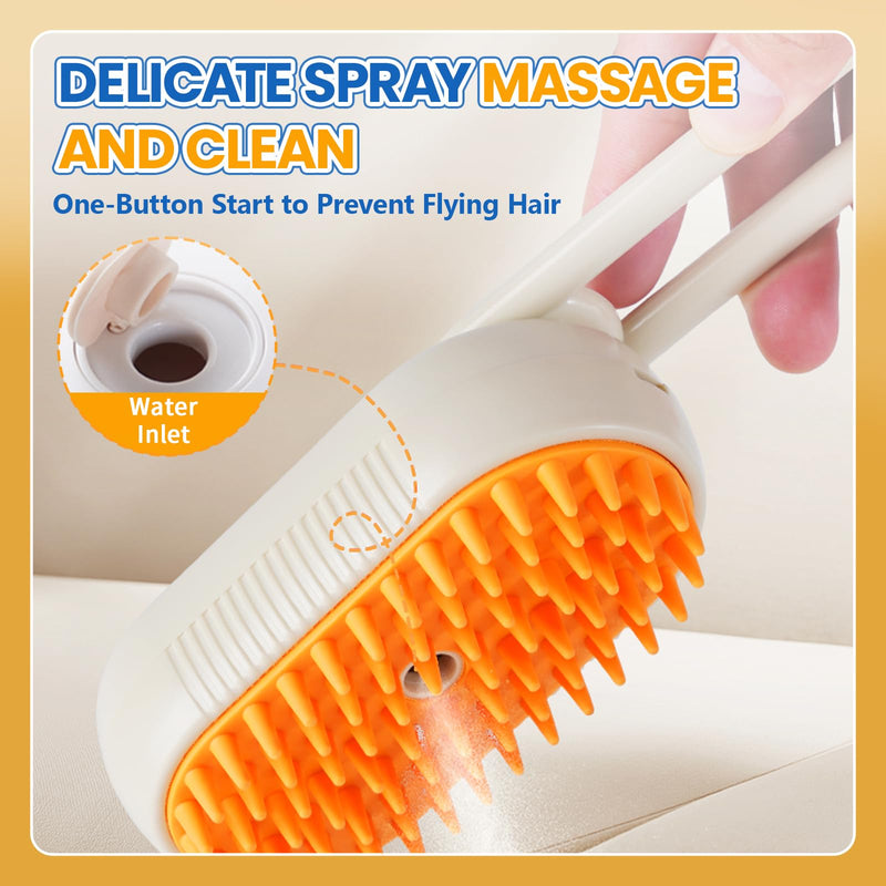 4 in 1 Cat Steam Brush for Shedding, Rechargeable Steam Pet Brush for Dog and Cat, Anti-Static, Massage, Cleaning, Shedding & Combing All In One!(Brown) Brown - PawsPlanet Australia