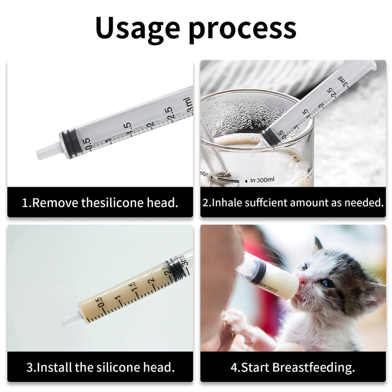 Professional Reusable Puppies Feeding Syringes for Newborn Kittens, Puppies, Pets, Wildlife, Rabbits, Squirrel,Small Animals (4Nipple+2 Syringes) - PawsPlanet Australia