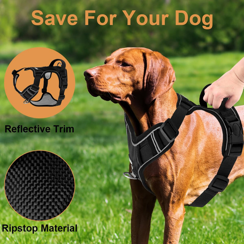 ETACCU Dog Harness for Large Dogs，No Pull Dog Harness with Handle, Front Clip Reflective No-Choke Adjustable Dog Chest Harness with 2 Leash Clips 2 Buckles, Dog Vest Harness, L - PawsPlanet Australia