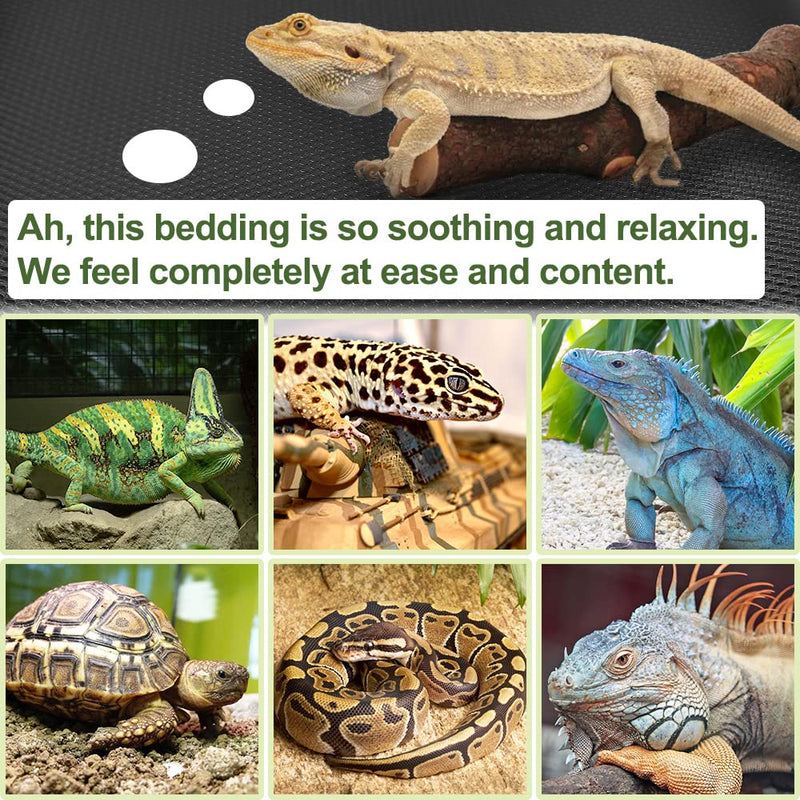 Reptile Carpet, Reptile Mat, Bearded Dragon, Leopard Gecko Substrate,Bearded Dragon Tank Flooring, Snake,Tortoise Bedding, Bearded Dragon Tank Accessories (18"X 79", 1 PCS Thicker Mat) Black 18"×79" - PawsPlanet Australia