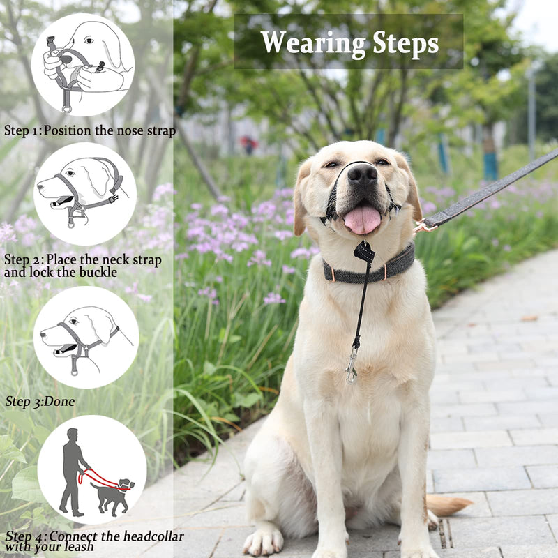 BARKLESS Dog Head Collar, No Pull Head Halter with Soft Padding, Reflective Soft Padded Snout Harness for Large Dogs, Labrador, Golden Retrievers, German Shepherd Black XL (Snout Cir: 11¾"-15¾”) - PawsPlanet Australia