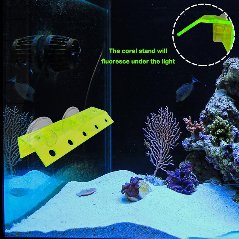 Fluorescent Green Coral Frag Holder Acrylic Coral Rack with Powerful Double Suction Cup Suitable for Household Fish Tanks (10 Plug Holes) - PawsPlanet Australia