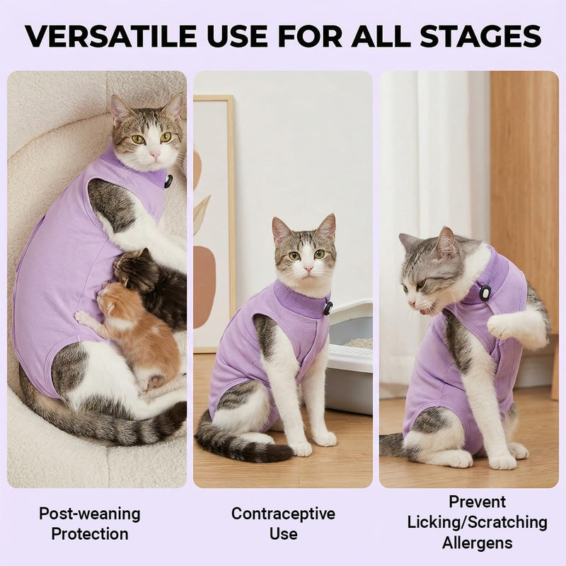 Cat Bodysuit After Surgery M Purple Recovery Suit Cat Bodysuit for Cat After Surgery and Castration, Cat Clothing Protective Suit Suitable for Recovery and Care