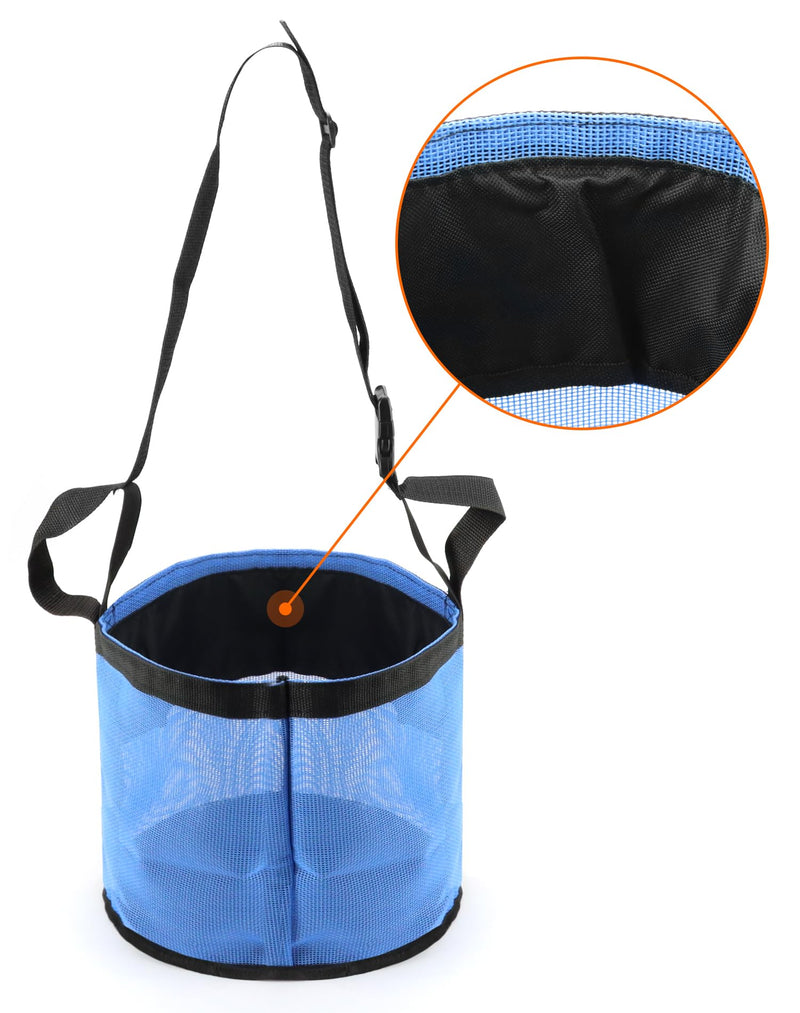 QWORK 2 Pack Horse Feed Bag for Grain - Durable Mesh Grain Feeder with Adjustable Strap, Comfortable Neck and Nose Pad Horse Muzzle Feed Bag, for Feeding Grain, Powder, Supplements, Blue 2 Pcs - PawsPlanet Australia
