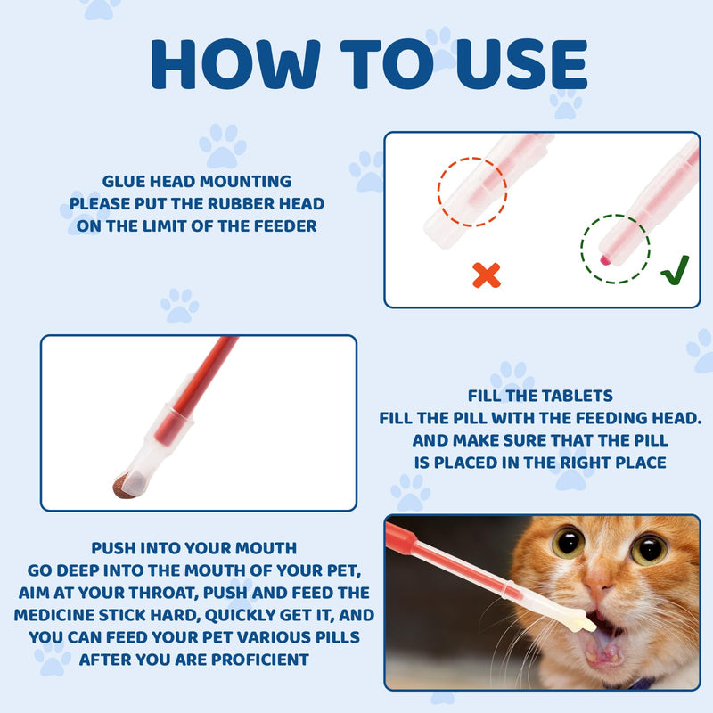 Pack of 5 pill dispensers for cats, pill assistant cat, practical set with 3 syringes, 1 milk bottle and storage box, ideal for giving medicine to pets