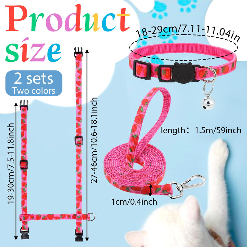 2 Pack Cat Harness and Leash with Collar Set, Adjustable Kitten Harness Escape Proof for Small Medium Cat Safe Walking and Travel, Lightweight Soft Comfortable - PawsPlanet Australia