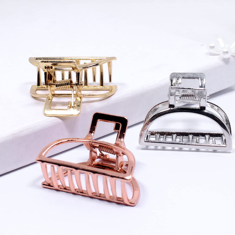 VinBee Small Hair Clips Metal Hair Claw Clips For Women Thick Hairs and Thin Hairs,Butterfly Metal HairClip Accessories-6 PACK (Silver + Gold + Rose Gold) Small square hair clips - PawsPlanet Australia