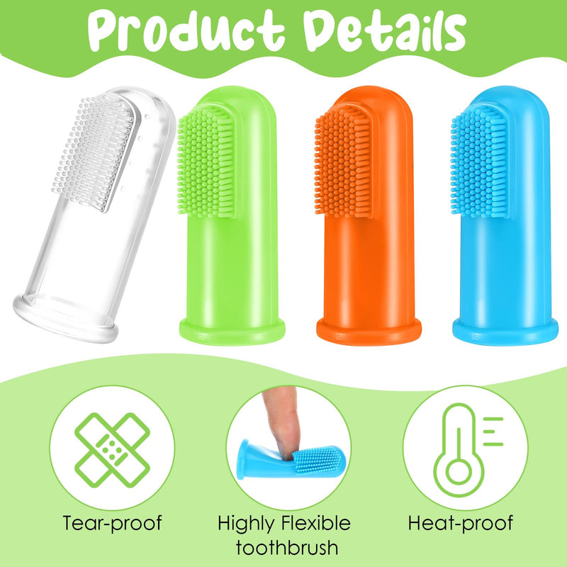 80 Pcs Finger Toothbrushes for Dogs, Food Grade Silicone Soft Pet Finger Brushes Washable Toothbrush for Small Dog Cat Easy Cleaning Dental and Oral Care(4 Colors) - PawsPlanet Australia