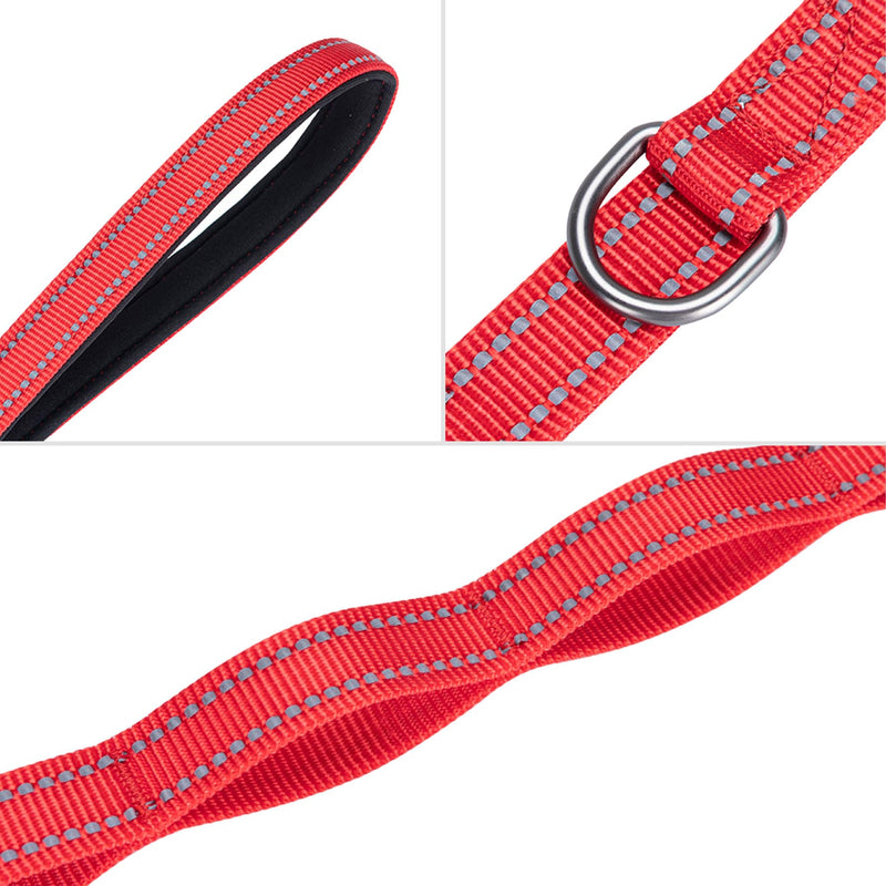 EXCELLENT ELITE SPANKER Reflective Dual Leash - 5FT Double Dog Leash with Padded Handle for Two Dogs Walking & Training (Red) 5ft x 3/4 in. Red - PawsPlanet Australia