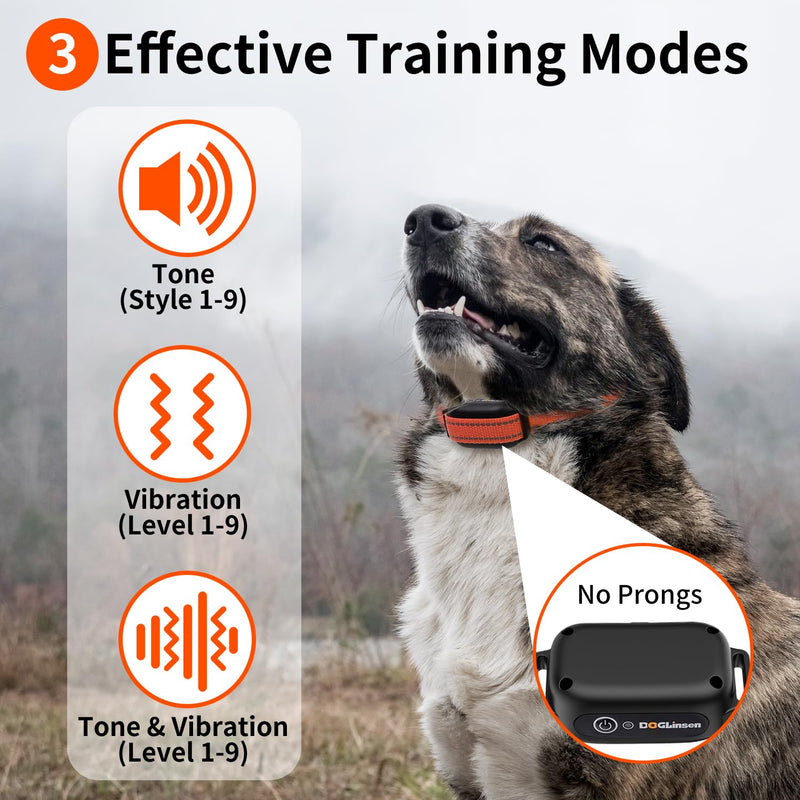 Vibrating Dog Collar No Shock Dog Training Collar, Dog Vibration Collar with Controller 3300ft Range, Vibrating Collar for Dogs, 9 Style Tones and Vibration Collar - PawsPlanet Australia