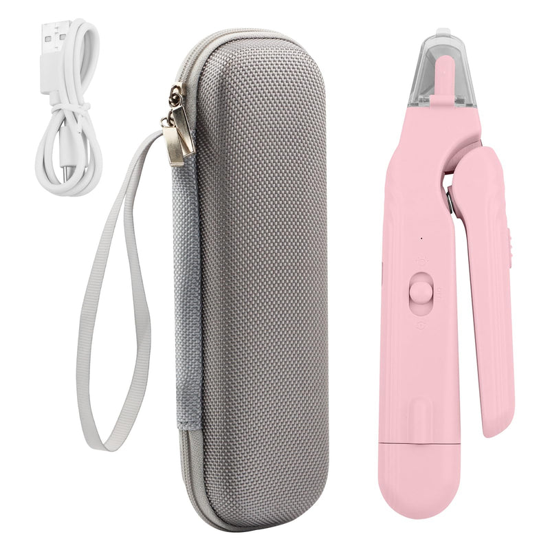 2-in-1 Dog Nail Grinder & Dog Nail Clippers Trimmers, Dogs Trimmer with LED Light + Splash Guard + Storage Case, Pet Claw Clippers for Dogs Cats, USB Rechargeable (Pink) Pink - PawsPlanet Australia