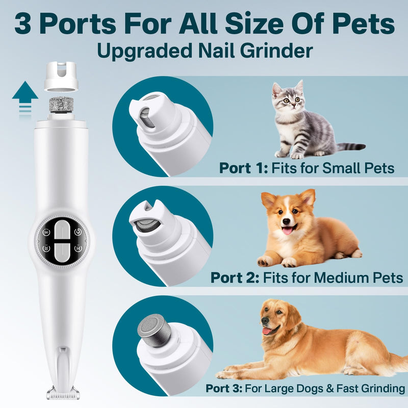 Dog Paw Trimmer & Nail Grinder 2in1 Upgrade [Ultra-Low Noise] [Micro Precision] Cordless Clippers for Grooming Kit, Pet Hair Shears for Cat Small Dogs, Electric Razors with LED Light White - PawsPlanet Australia