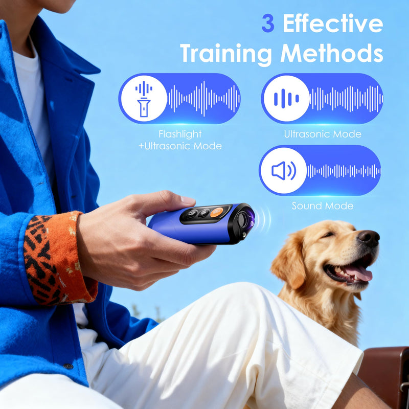 Dog Bark Deterrent Devices, Anti-Barking Device for Dogs 50-ft Range, Three Modes, Dog Barking Silencer Replaces Traditional bark Collars, Suitable for All Dogs, Indoors and Outdoors blue