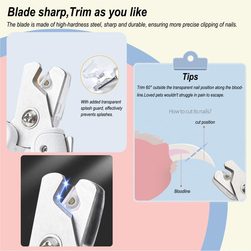 2-in-1 Dog Nail Grinder & Clipper - Ultra-Quiet USB Rechargeable Pet Nail Trimmer with LED Light, Multiple Sanding Ports, and Splash Guard for Small, Medium, & Large Dogs and Cats (White) - PawsPlanet Australia