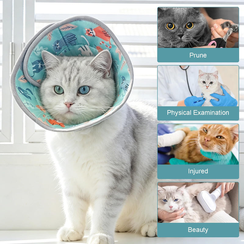 Vauki anti-lick cat collar, scratch-resistant, soft and adjustable, for cats, foldable for post-operative use, versatile Elisabeth collar, suitable for cats and small dogs