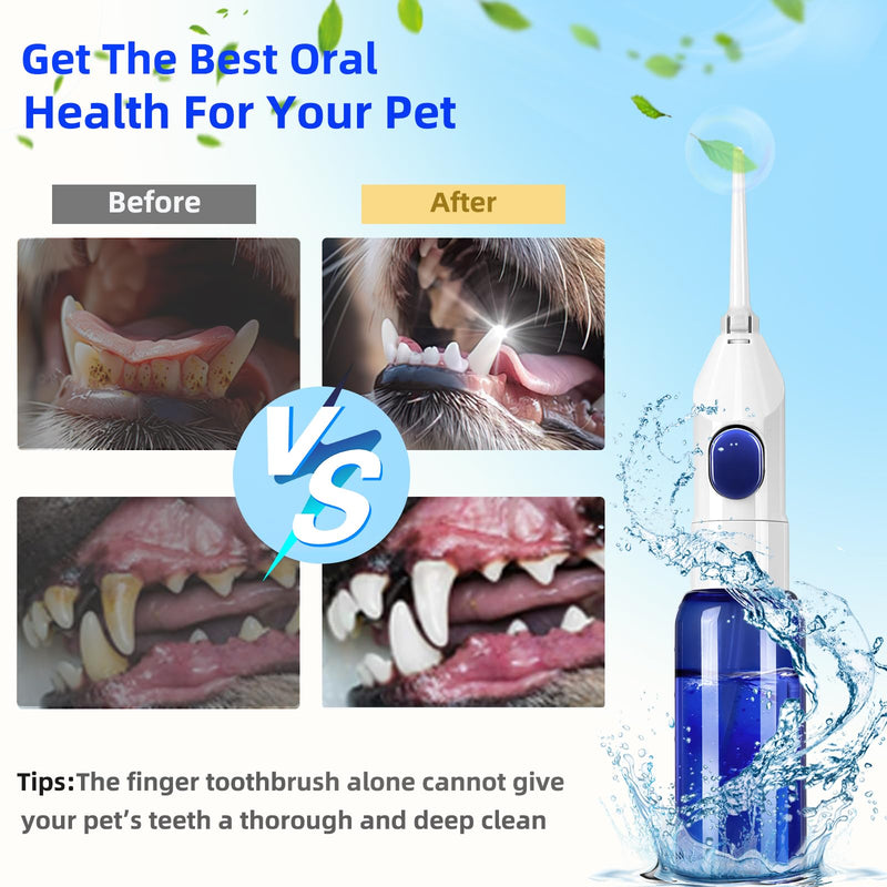 Pet Manually Tooth Cleaner - Equipped for Dog Finger Toothbrush, 2 Nozzles, for Dog and Cat Teeth Cleaning & Dental Care, Cat and Dog Toothbrush, Tooth Brushing Kit Suitable for Dog and Cat - PawsPlanet Australia