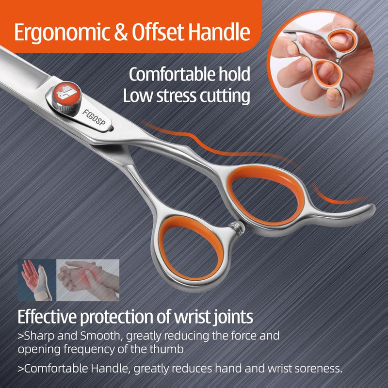 Professional Curved Grooming Scissors for Dogs 8 inch 30 Degree Long Downward Curved Grooming Shears for Poodles Large Dog Pet Japan 440C Super Sharp and Durable Curved Shears - PawsPlanet Australia