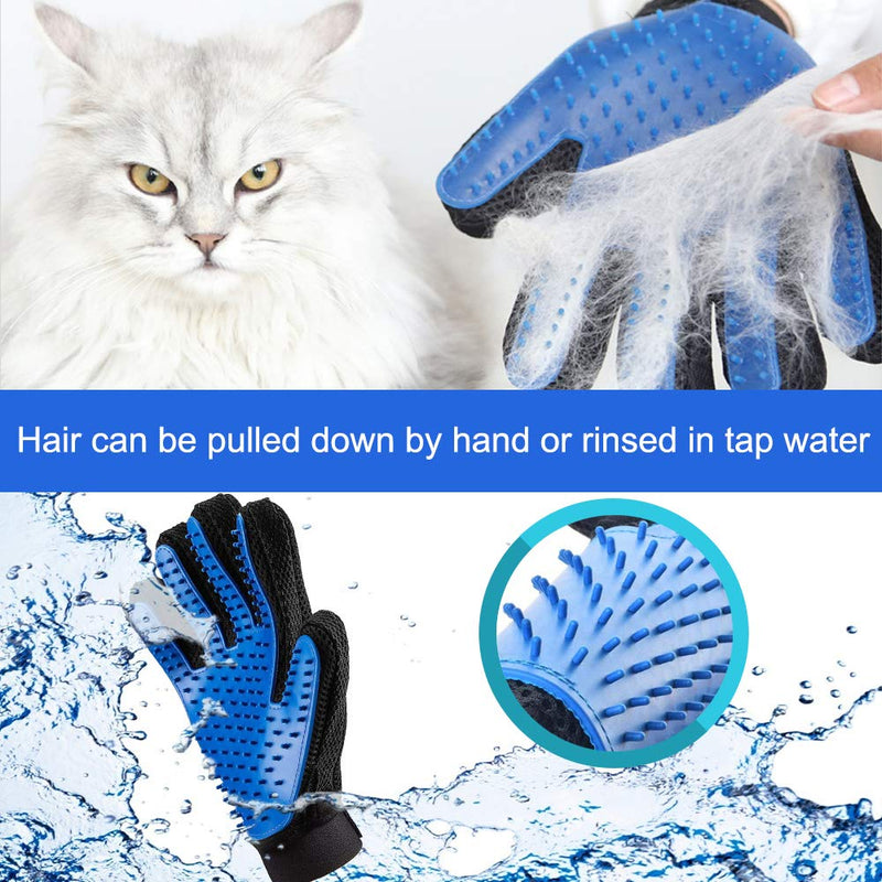Pet Grooming Glove 2 PCS, Upgraded 259 Soft Pet Hair Remover Gentle Deshedding Brush Glove Deshedding Tool for Cats Dogs -Efficient Pet Hair Remover Mitt(M) - PawsPlanet Australia