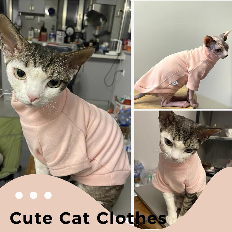 QBLEEV Sphynx Cat Clothes, Soft Stretchy Cat Sweater for Cats Only, Turtleneck Hairless Cats Pullover Shirt, Breathable Kitten Pajamas Warm Lightweight Jumpsuit for Indoor Outdoor Daily Wear & Sleep XX-Large Blush - PawsPlanet Australia