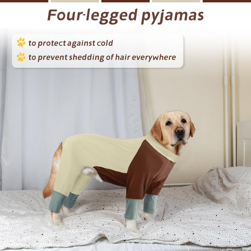Lightweight Dog Onesie for Summer, Cool Breathable Four-Leg Pollen Protection Suit, UV Sun Protection & Mud Dirt Proof Suit, Protective Full Body Clothing for Medium Large Dogs, Beige L