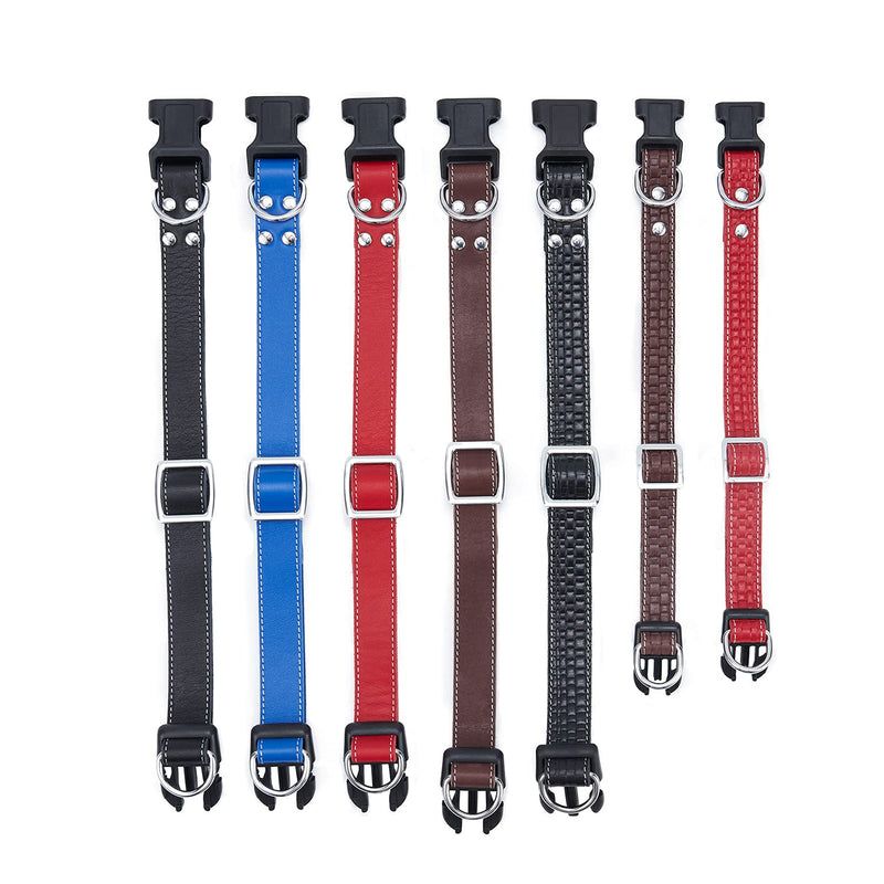 Soft Leather Dog Collar Adjustable Size Suitable for Large Medium and Small Dogs Running and Walking.Black/Coffee/Red /Blue (Red, S 10"-13" W 3/4") Red S 10"-13" W 3/4" - PawsPlanet Australia