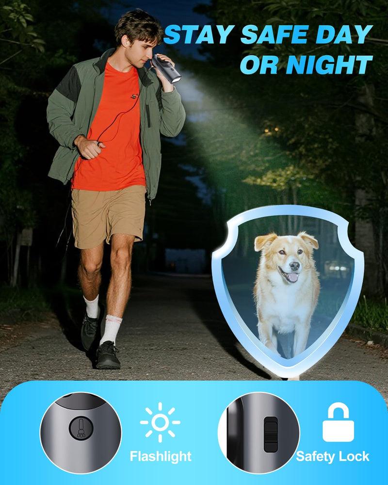 2026 Ultrasonic Dog Bark Deterrent Devices with 3 Emitters & SOS Flashlight, Humane Anti-Bark Trainer, 50FT Range, 90-Day Battery, Multi-Mode Rechargeable Dog Deterrent Black