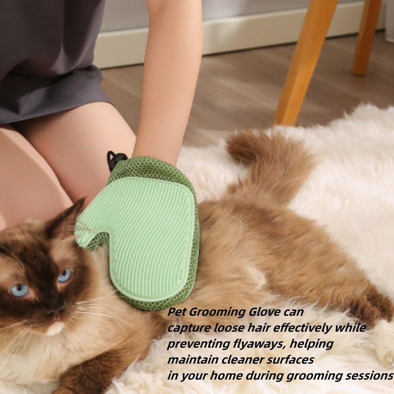 Pet Hair Remover Glove, All-in-One Grooming Mist Glove for Pets, Upgrade Efficient Pet Hair Remover Electrostatic Gloves Grooming Spray Comb, Gentle Deshedding Efficient for Dogs & Cats (Green) - PawsPlanet Australia