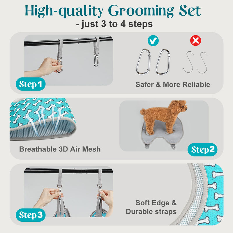 Supet Dog Grooming Hammock Harness for Dogs Cats, Relaxation Pet Nail Clipper Hammock, Restraint Dog & Small Animal Leashes Sling for Groomingk for Nail Trimming (Coral Blue, 2XS) 2XS（ Max 8 Lb：Leg space: 3.7"-8.7"） Coral Blue - PawsPlanet Australia