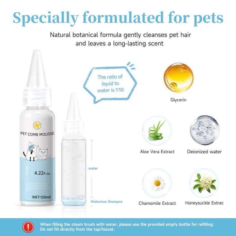 Cat Steam Brush, Pet Steam Brush for Cat & Dog, Mist Spray Comb, Spritz Defur Tool, Water Grooming Kit, Dog Hair Removal Steam Cleaner with Release Button-Contains 2*shampoo - PawsPlanet Australia