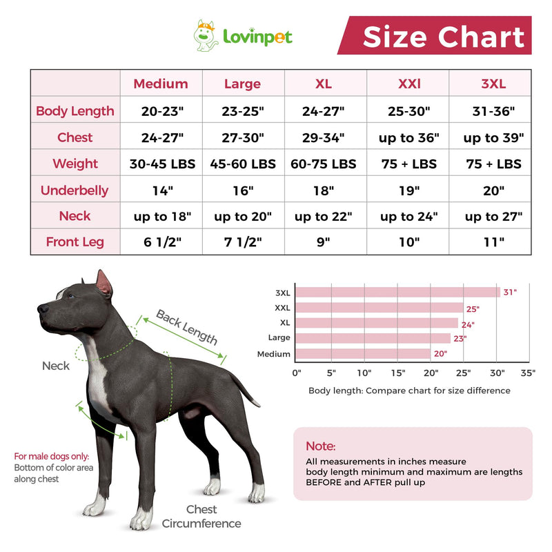 LovinPet Dog Recovery Suit for Large Medium Dogs - Professional Large Dog Recovery Suit,Post-Operative Vest E-Collar Alternative,Legs Without Coverage Design, Leopard Print Style, Pink,XXXL 3XL - PawsPlanet Australia