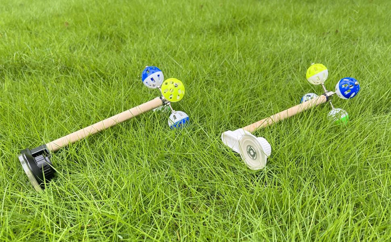 Window Suction Bird Perch Toy for Parakeet, Movable Bird Perch Stand with Rotating Balls Bells for Window Mirror Glass Mount, Spinning Perch Toy for Budgies Cockatiel Conure Typical Perch White - PawsPlanet Australia