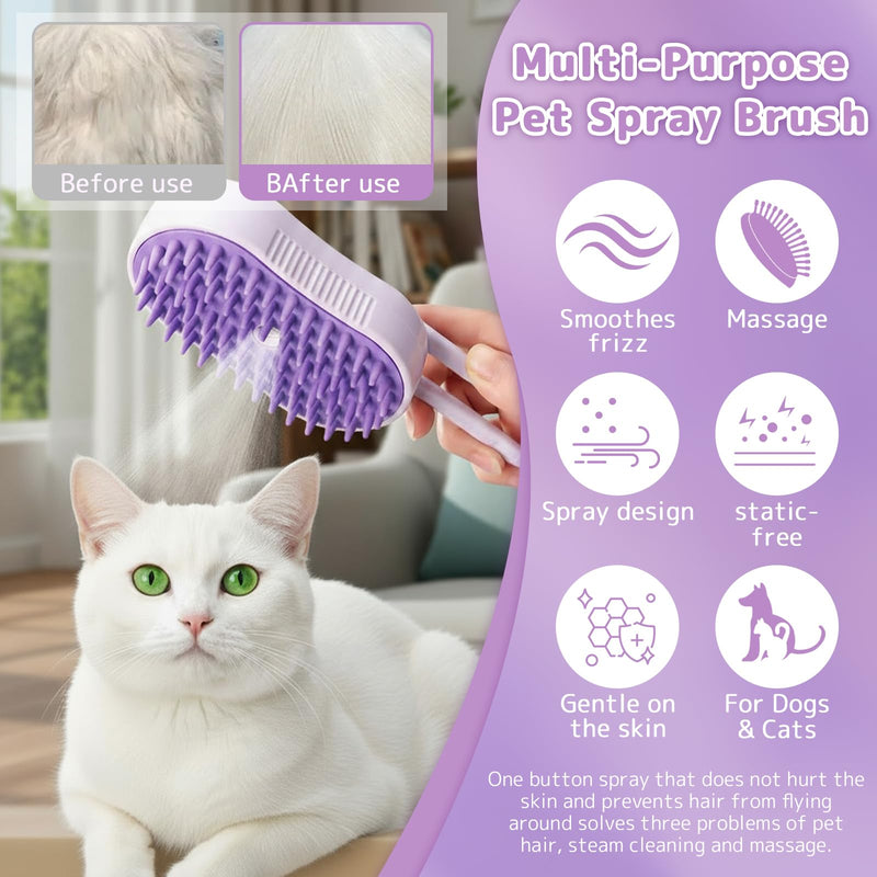 4-in-1 Multi-Functional Pet Hair Removal Tool - Steam Deshedding Brush with Shedding, Cleaning, Massage & Combing Features, Dog Brush for Shedding and Cat Brushes for Indoor Cats with Shedding - White - PawsPlanet Australia