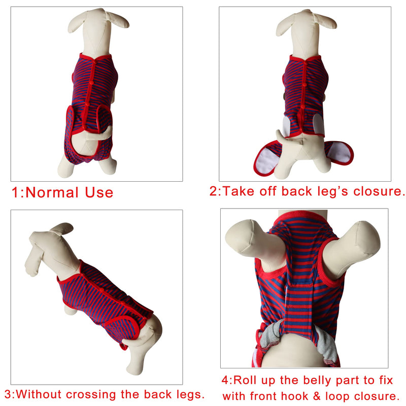 2Pcs Dog Surgery Recovery Suit Substitute E-Collar & Cone,Recovery Onesie Puppy Surgical,Cat Recovery Shirt Dog Wounds Bandages Prevent Licking Dog,XS X-Small(Pack of 2) 2Pcs(Red Stripe+Grey Print) - PawsPlanet Australia