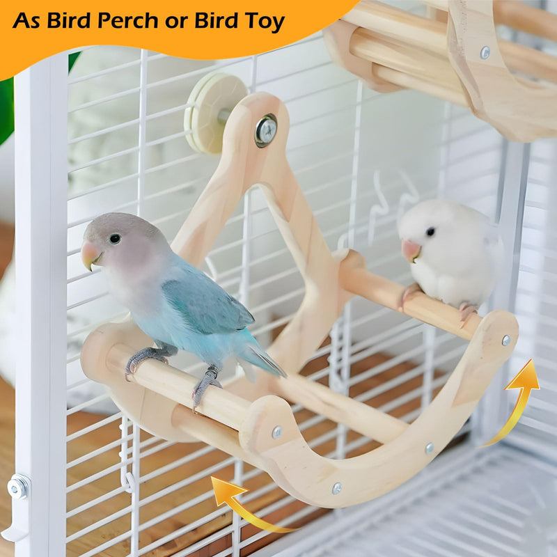 Bird Perch Toy, Interactive Rocking Parakeet Toys and Perches, Wooden Exercise Wheel Cockatiel Toys, Intelligence Puzzle Birds Enrichment Toy for Parrot, Bird Cage Accessories Perch for Budgies Conure Wood Cage Installation - PawsPlanet Australia