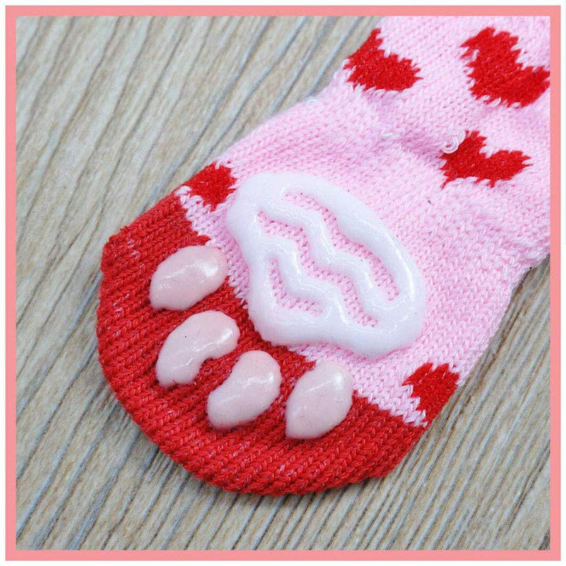 4 Pairs Anti-Slip Dog Socks&Cat Socks with Rubber Reinforcement, Pet Paw Protector for Hardwood Floors Indoor Wear S - PawsPlanet Australia